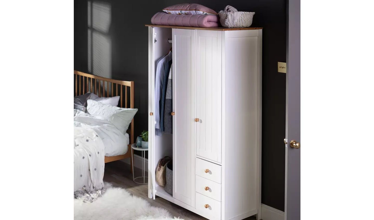 Scandinavia 3 Door 3 Drawer Wardrobe - Two Tone